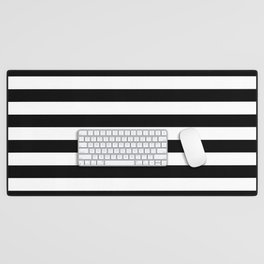 Striped 10 Black and White Desk Mat