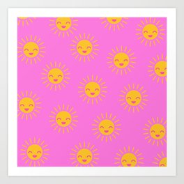 Little Sunshine (pink) Art Print | Children, Pop Art, Graphic Design, Pattern 