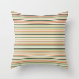 Fine Stripes Pattern in Sage Green and Coral Clay Throw Pillow