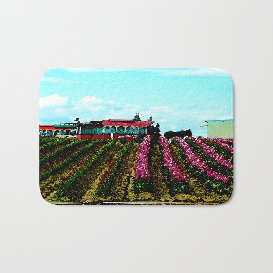 Mule Rides Through The Tulips Bath Mat