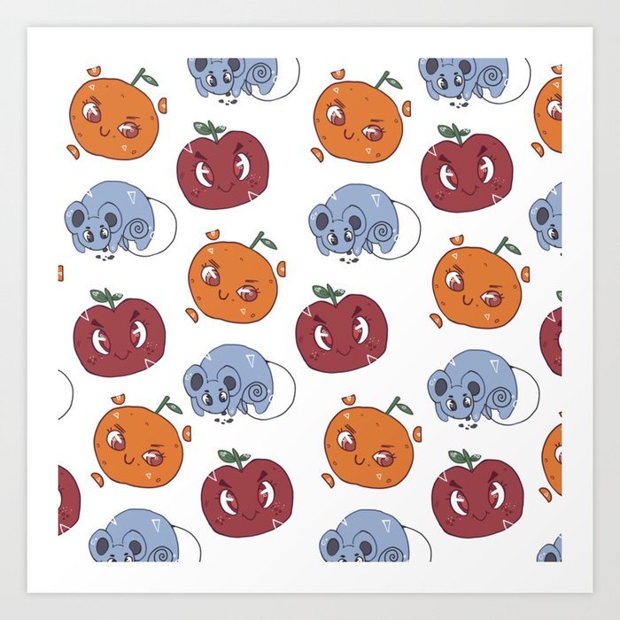 Friendly Fruits Pattern Art Print