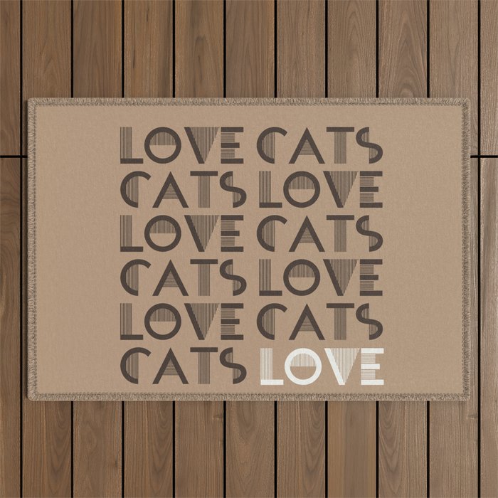 Love Cats - Canoe Brown colors modern abstract illustration  Outdoor Rug