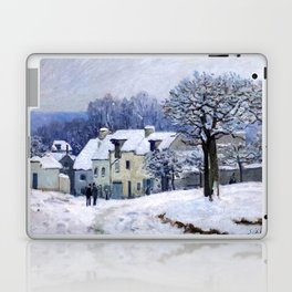 Alfred Sisley - Place du Chenil in Marly, Snow Effect Laptop Skin
