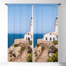 Spain Photography - Lighthouse By The Beautiful Blue Ocean Blackout Curtain