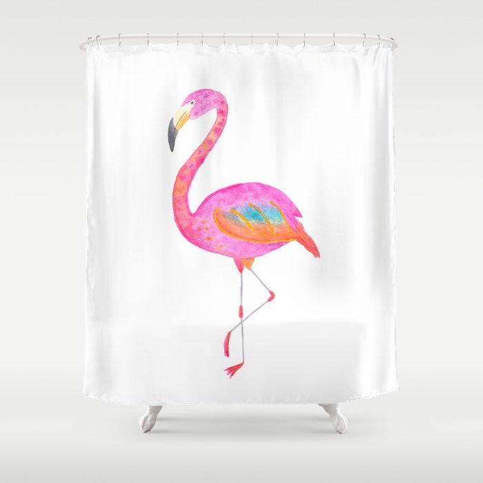 Flamboyant flamingo - bright watercolour painting Shower Curtain