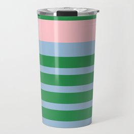 Mixed Stripe Pattern in Green, Pastel Pink, and Baby Blue Travel Mug