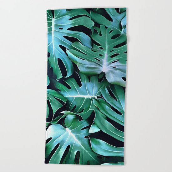 Monstera leaves Beach Towel