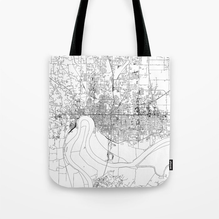 Evansville White Map Tote Bag