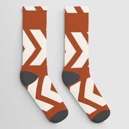 Mud cloth burnt orange white arrow pattern Socks