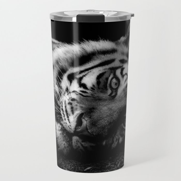 Eye of the tiger black and white portrait photograph / photography / photographs wall decor Travel Mug