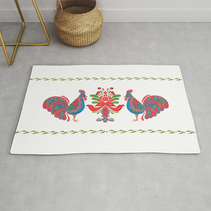 The Blue Roosters Rug