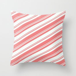 [ Thumbnail: Mint Cream & Light Coral Colored Striped/Lined Pattern Throw Pillow ]