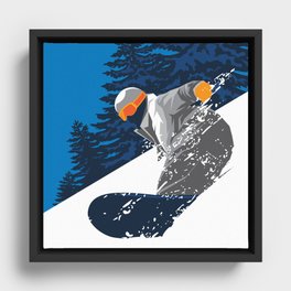 Snowboard Powder Snow Framed Canvas