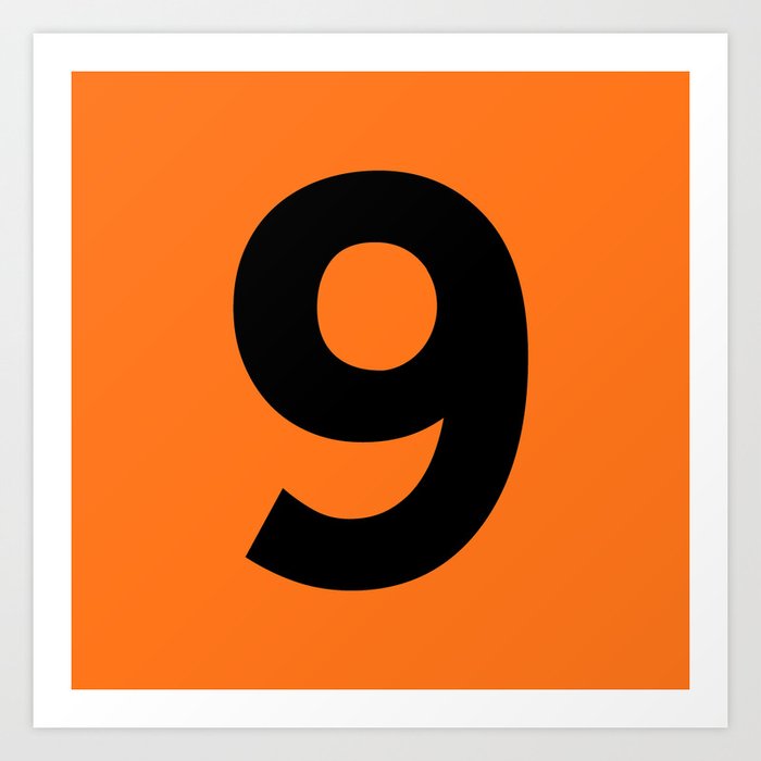 Number 9 (Black & Orange) Art Print