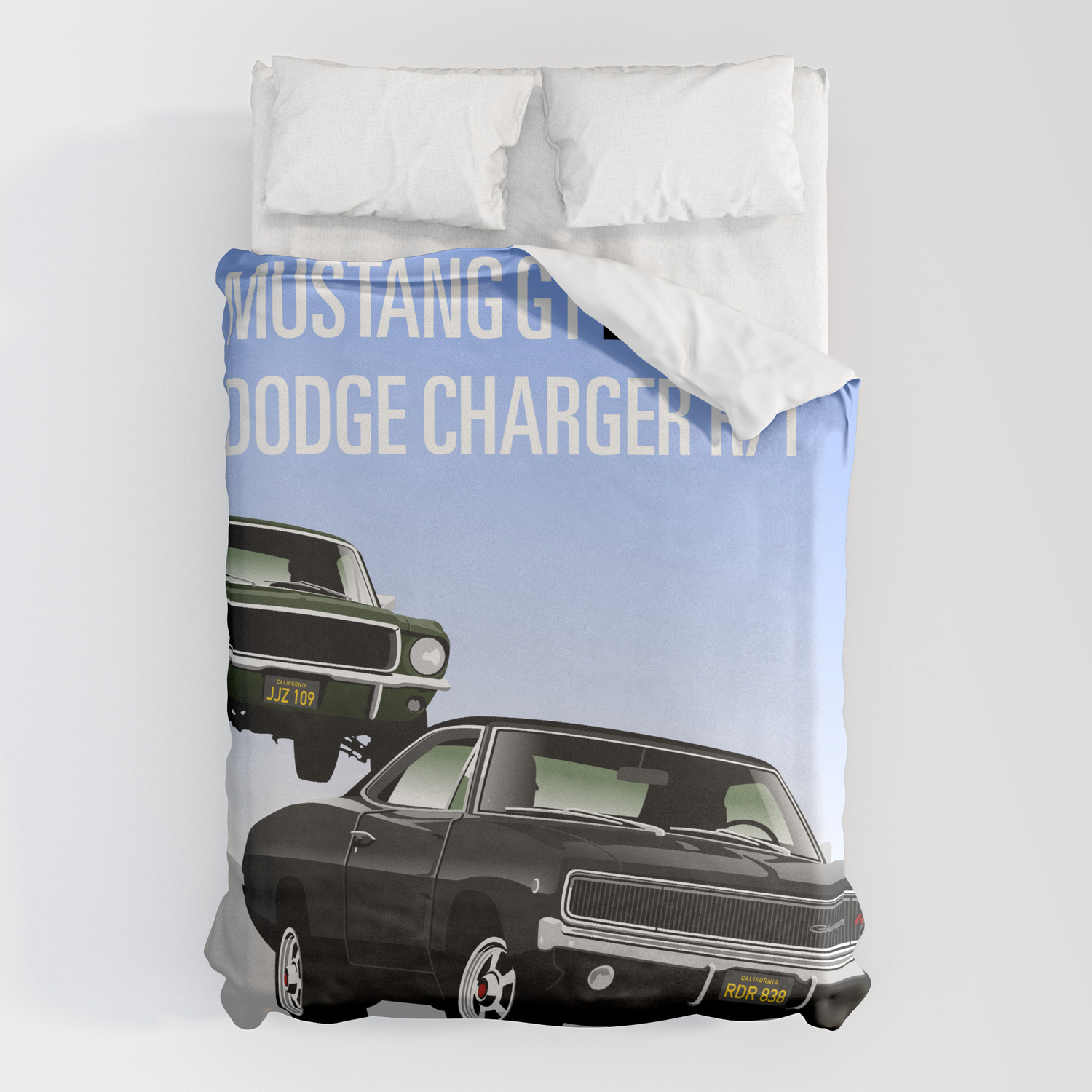 Dodge Charger From Bullitt Duvet Cover, Ford Mustang Duvet Cover