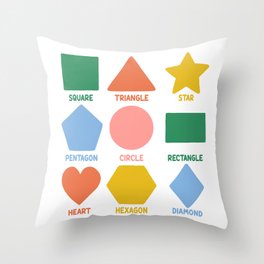 Shapes Poster - Colorful Geometry Education Nursery Prints Throw Pillow