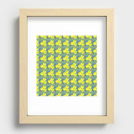Mid-Century Modern Yuzu Fruit Lemon Yellow On Blue Recessed Framed Print