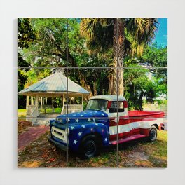 Old Truck, Old Glory Wood Wall Art
