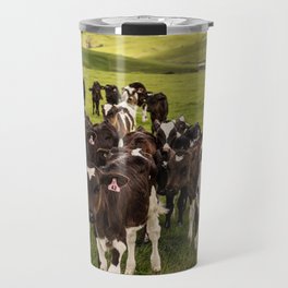 New Zealand Photography - Flock Of Cows On The Grassy Field Travel Mug