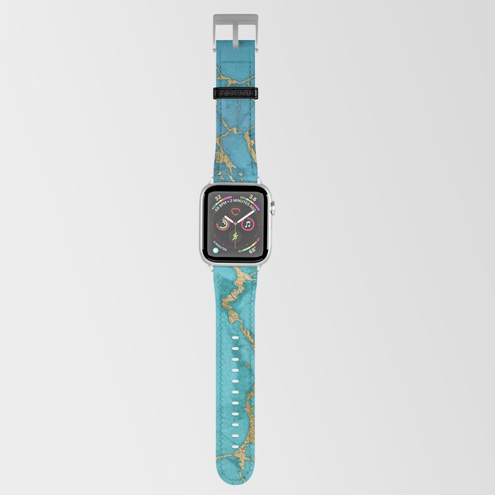 Turquoise Gold Metallic Marble Stone Apple Watch Band