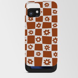 Hand Drawn Checkered Daisy Pattern (burnt orange/white) iPhone Card Case