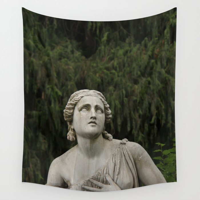Greek Statue Marble Statue Forest Scene Wall Tapestry