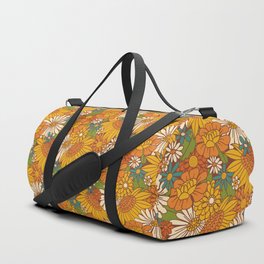 70s Retro Floral Duffle Bag