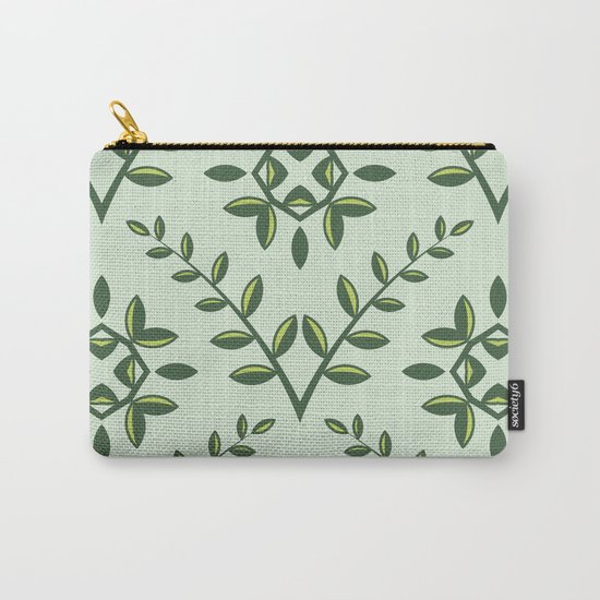 Green Olive Branch Pattern Carry-All Pouch