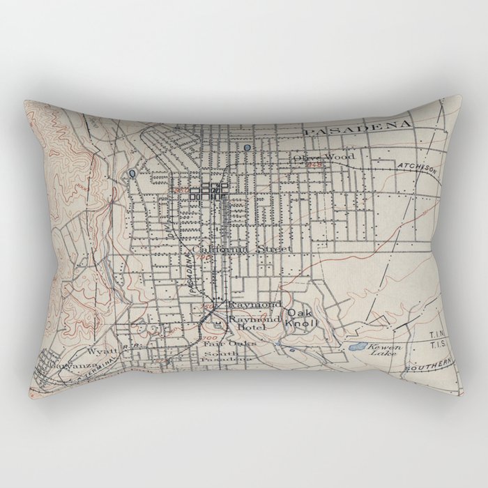 Vintage Map of Pasadena California (1894) Rectangular Pillow