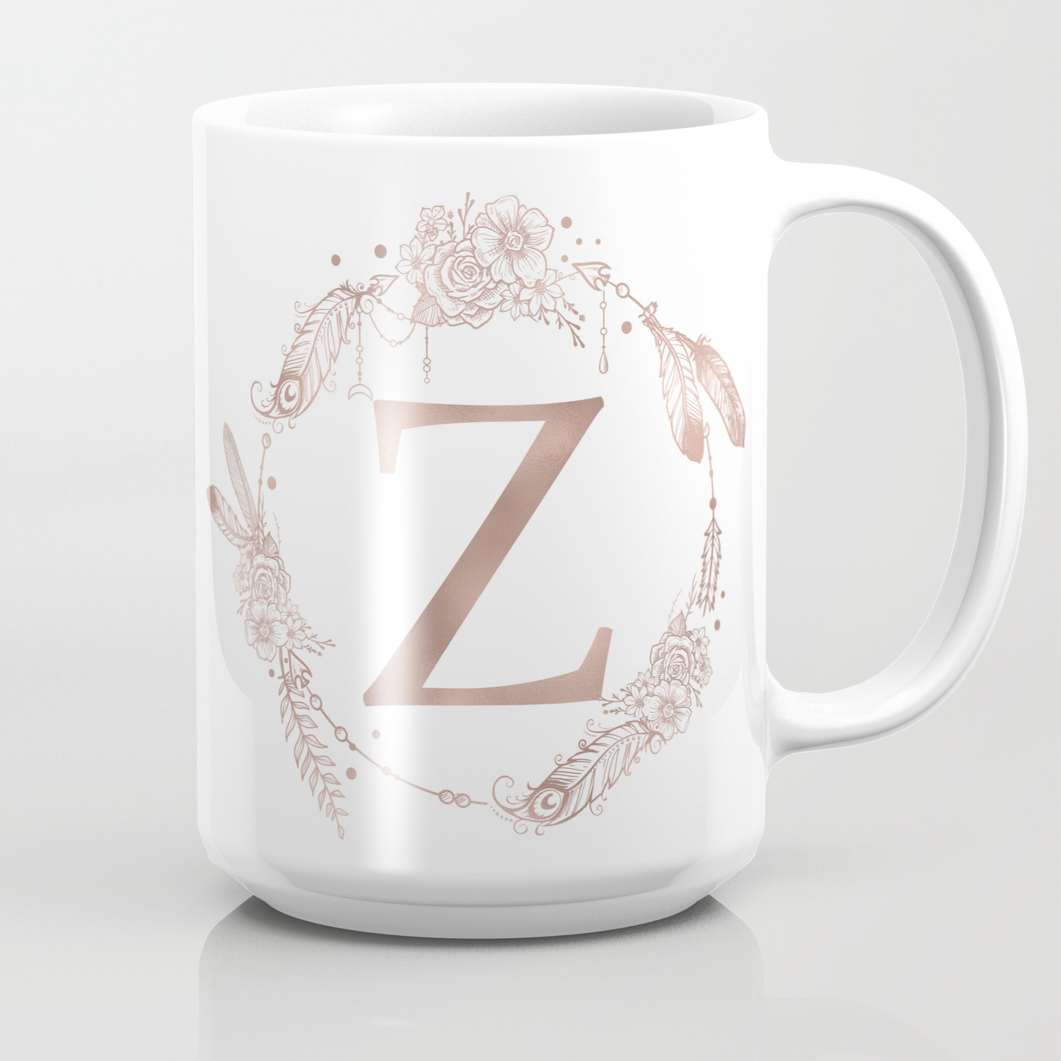 Letter Z Rose Gold Pink Initial Monogram Coffee Mug By Naturemagick Society6