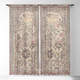 Safavid Silk Metal-Thread Persian Rug Print Sheer Curtain