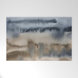 Blue and Brown Watercolor Abstract Welcome Mat