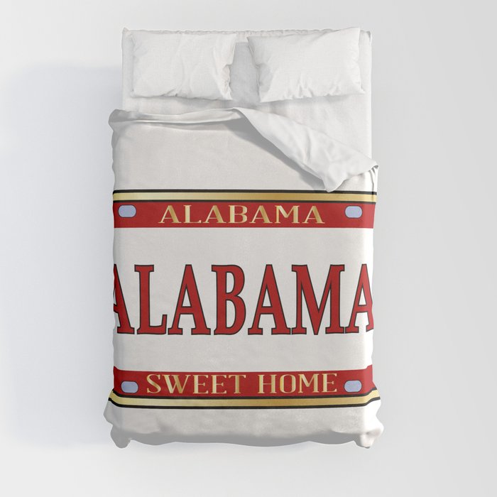 Alabama State Name License Plate Duvet Cover