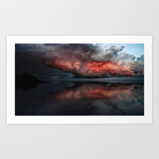 Red cloud reflect Art Print