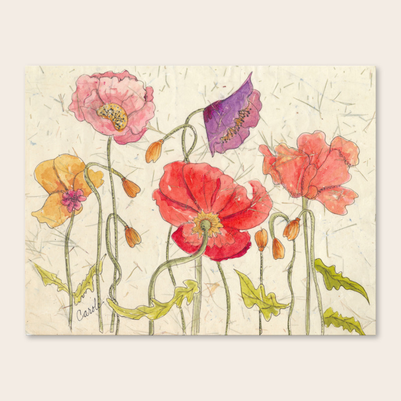 Watercolor Poppy Painting Poppy Batik Watercolor Batik Poppy