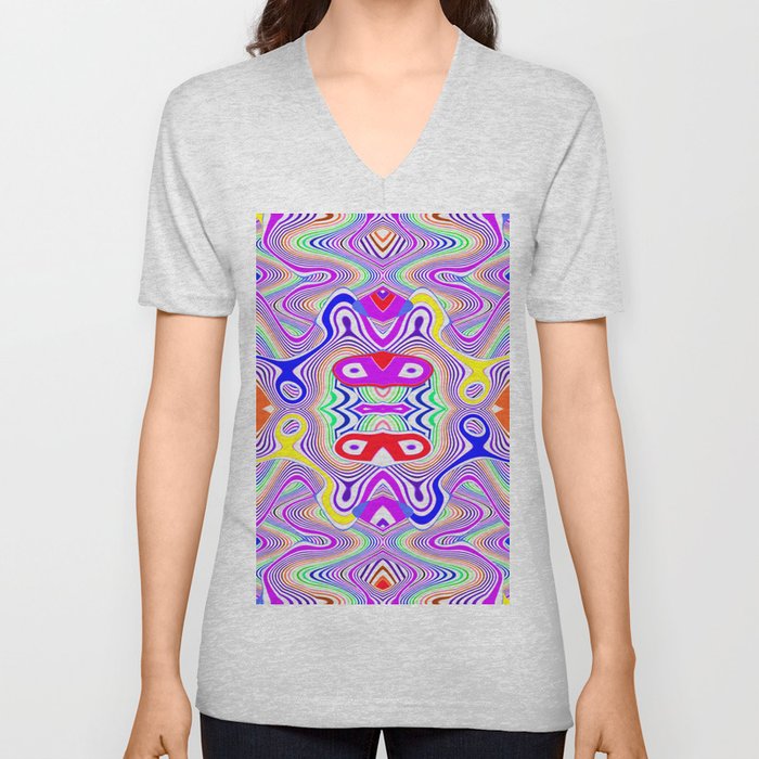 Crazy pattern, colored lines ... V Neck T Shirt