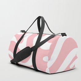 Modern Retro Liquid Swirl Abstract Pattern in Soft Pink Blush and White Duffle Bag