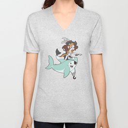 Mermaid & Shark Pirates V Neck T Shirt