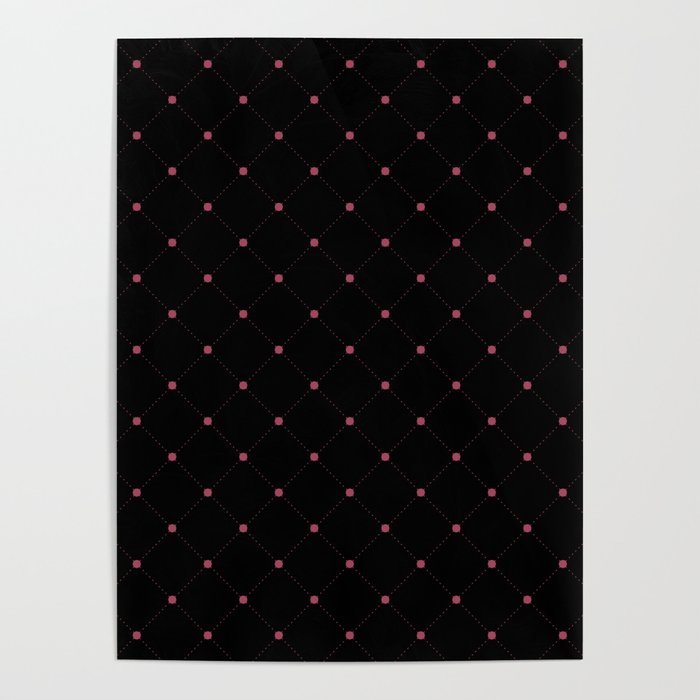Black and Dark Pink Stripe and Polka Dot Pattern - Diamond Vogel 2022 Popular Colour Obsession 1130 Poster