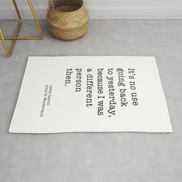 Alice in Wonderland - Different Person quote - Typewriter Quote Area & Throw Rug