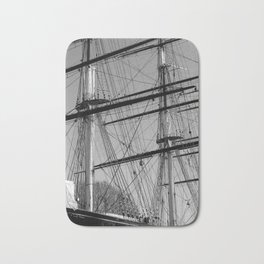 Masts and Rigging of the Cutty Sark Bath Mat | England, Sea, Captain, Tallships, Black And White, Photo, Rigging, Docks, Sailing, Ocean 
