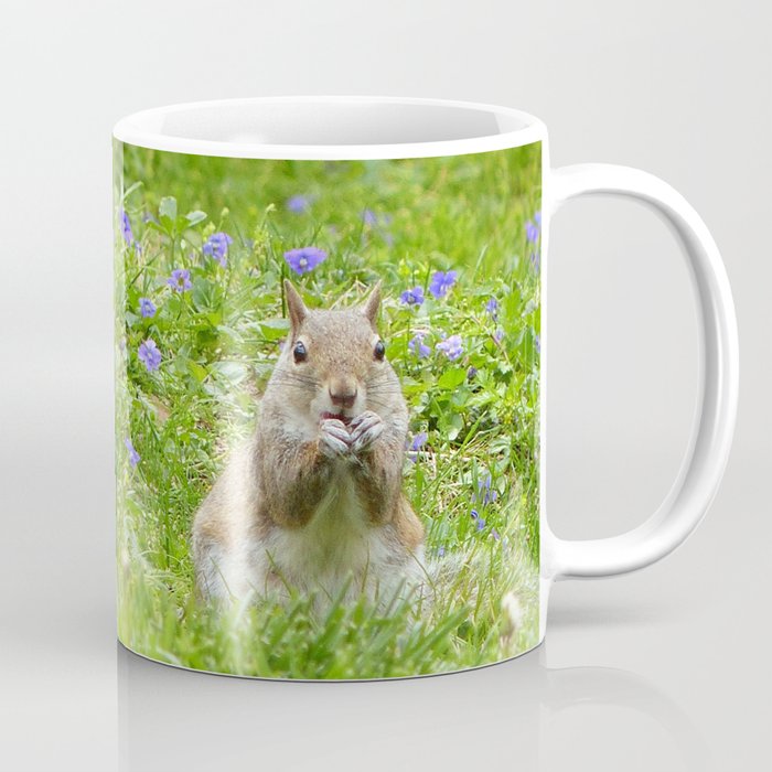 Squirrel Amongst Wild Violets Coffee Mug