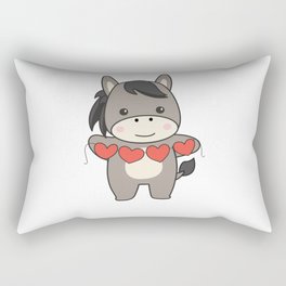 Donkey For Valentines Day Cute Animals With Rectangular Pillow