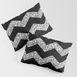 Modern Black And Silver Zigzag Chevron Pattern Pillow Sham