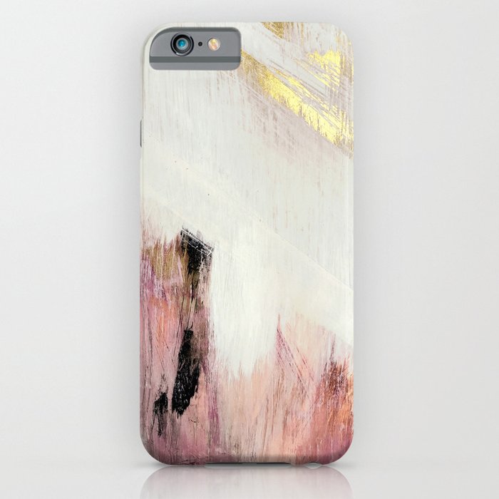 sunrise [2]: a bright, colorful abstract piece in pink, gold, black,and white iphone case