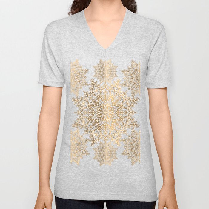 Set of Golden Mandalas Isolated on Background V Neck T Shirt
