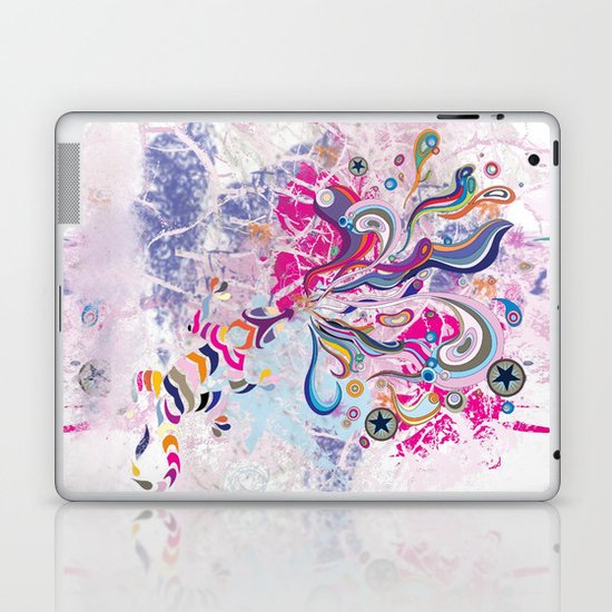Groovy! Whimsical bright pink, purple chameleon paint splatters Laptop & iPad Skin
