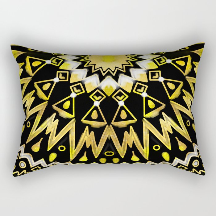 Golden Star Mandala Rectangular Pillow