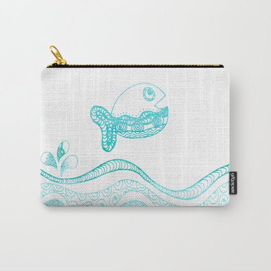 Doodle fish jumping out of the water-Maritime on #Society6 Carry-All Pouch