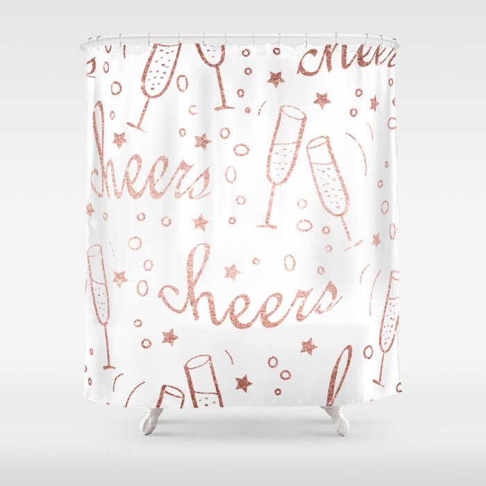 rose gold glitter cheers to the new years pattern Shower Curtain
